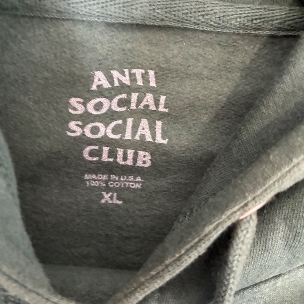 Anti Social Social Club Mens Green Pullover Hoodie Size XL - Picture 4 of 8